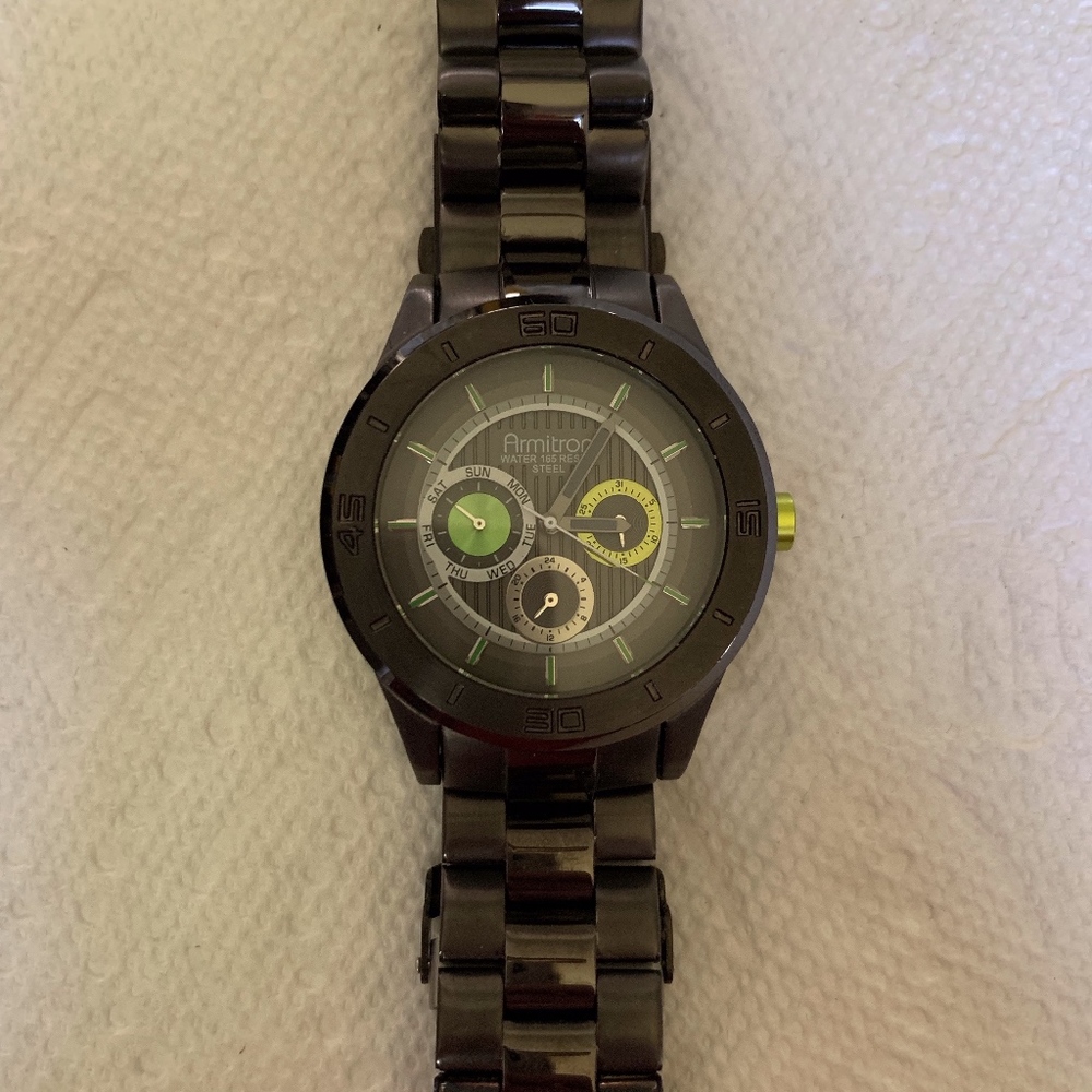 Armitron Men's Dress Green Accented Gunmetal